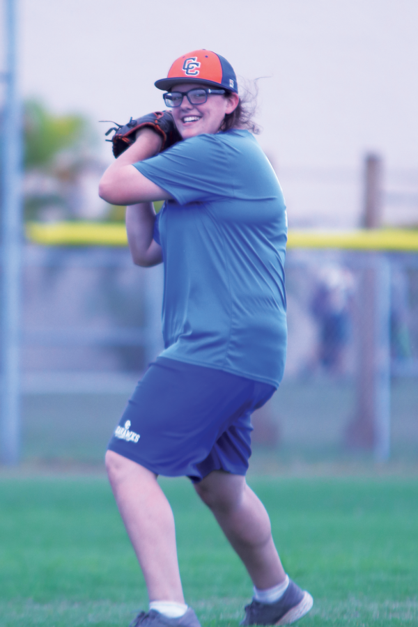 Sophia Mathewson prepares to sing across the field.