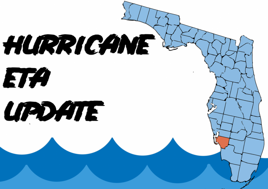 The orange spot on the map is marking Lee County which has been projected to feel Etas storms.