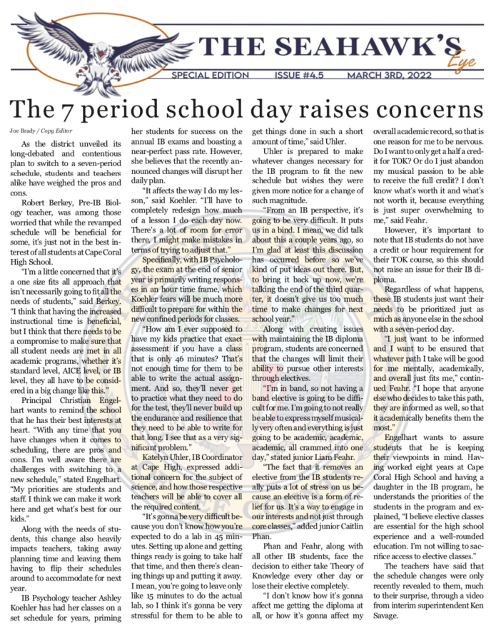 Letter to the editor: TOK will be heavily affected by the new schedule