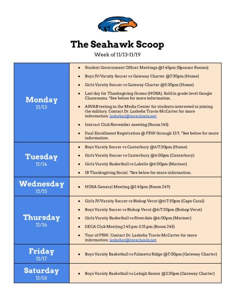 NEW: Seahawk Scoop (11/13-11/18)